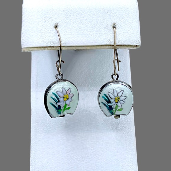 🌺Vintage Sterling & Enamel Bell Earrings - Picture 7 of 13